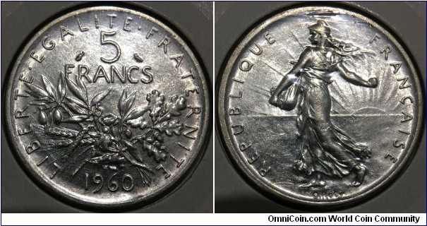5 Francs (5th French Republic // SILVER 0.835 / 12g / ⌀29mm) 
