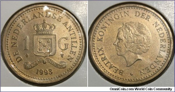 1 Gulden (Kingdom of the Netherlands / Queen Beatrix // Bronze plated steel - Aureate Steel) 