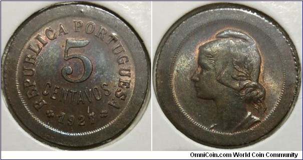 5 Centavos (1st Portuguese Republic // Bronze 3.1g) 