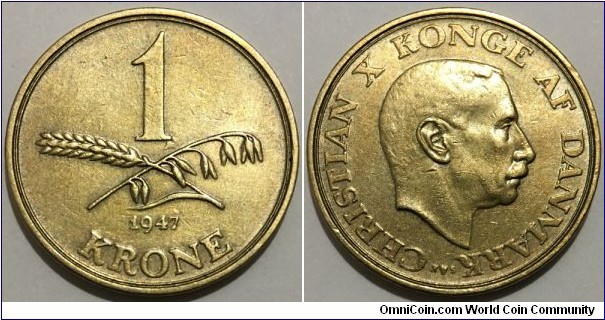 1 Krone (Kingdom of Denmark / King Christian X / Aluminium-Bronze) 