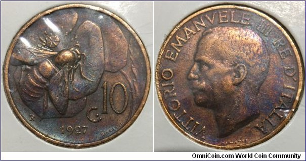10 Centesimi (Kingdom of Italy / King Vittorio Emanuele III // Copper 5.34g) 