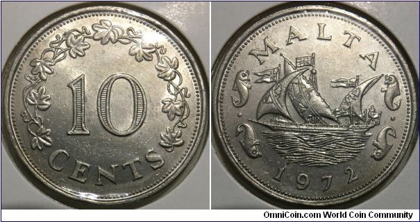 10 Cents (State of Malta / Queen Elizabeth II // Copper-Nickel) 