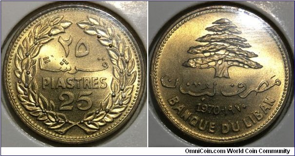 25 Piastres (Republic of Lebanon // Nickel Brass) 