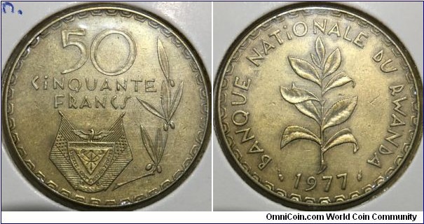 50 Francs (Republic of Rwanda // Brass 10.1g)