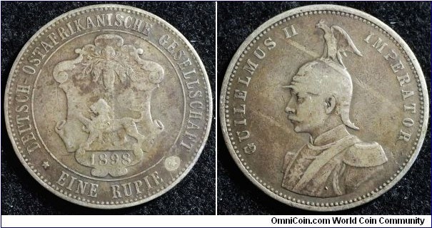 German East Africa 1898 1 rupee. Mintage: 318,000. Weight: 11.34g. 