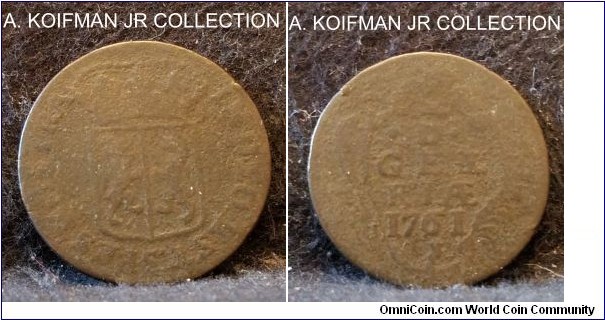 KM-93, 1761 Netherlands Gelderland duit; copper, plain edge; Dutch Republic province, well circulated, good or about.