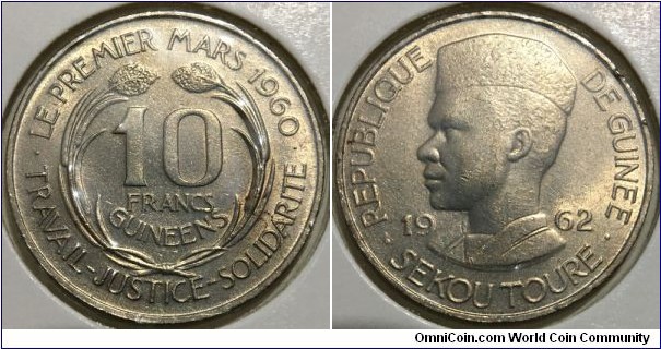 10 Francs (Republic of Guinea // Copper-Nickel) 