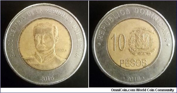 Dominican Republic 10 pesos. 2016