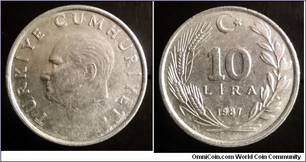 Turkey 10 lira. 1987