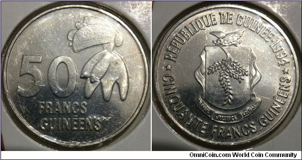 50 Francs (Republic of Guinea // Copper-Nickel) 