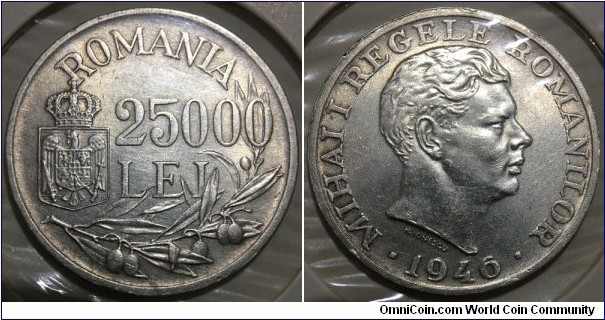 25.000 Lei (Kingdom of Romania / King Mihai I - 2nd reign // SILVER 0.700 / 12.5g / ⌀32mm) 