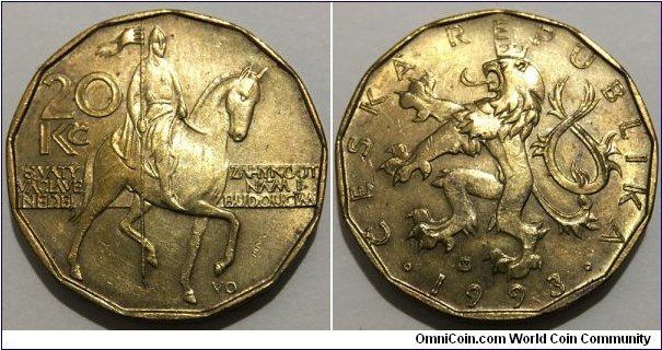 20 Korun (Czech Republic // Brass plated Steel) 