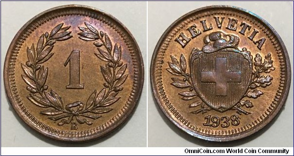 1 Rappen (Swiss Confederation // Bronze 1.5g) 