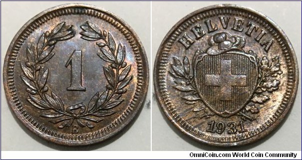 1 Rappen (Swiss Confederation // Bronze 1.5g) 