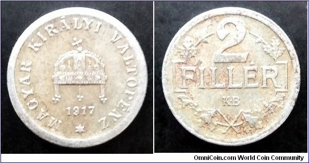 Hungary 2 filler. 1917, Iron.