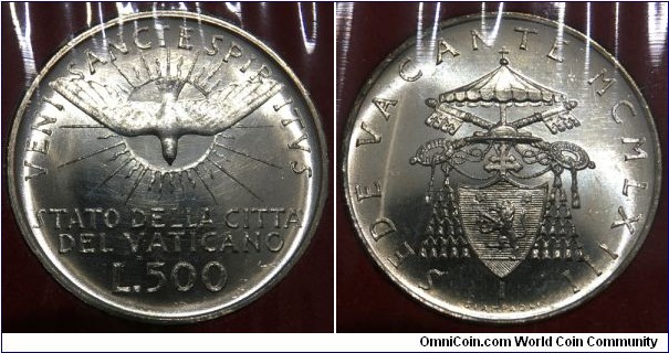 500 Lire (Vatican City State / Sede Vacante // SILVER 0.835 / 11g / ⌀29.3mm / Mintage: 200.000 pcs) 