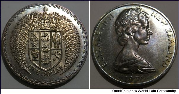1 Dollar (Commonwealth - State of New Zealand / Queen Elizabeth II / Commemorative issue - Introduction of decimal currency // Copper-Nickel / Low Mintage: 30.000 pcs)