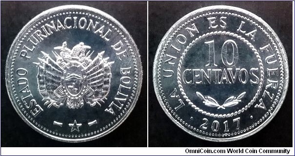 Bolivia 10 centavos. 2017