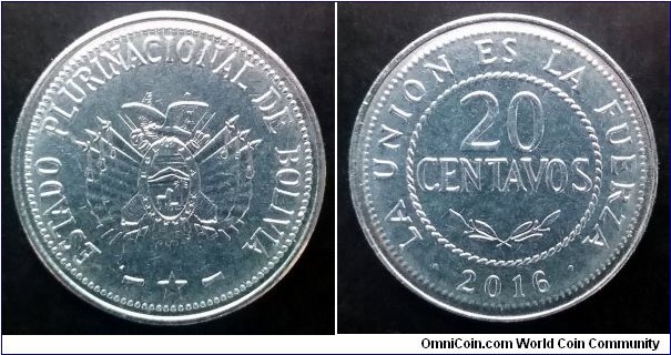 Bolivia 20 centavos. 2016
