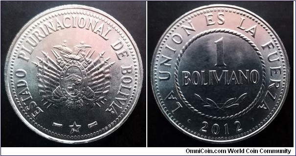 Bolivia 1 boliviano. 2012