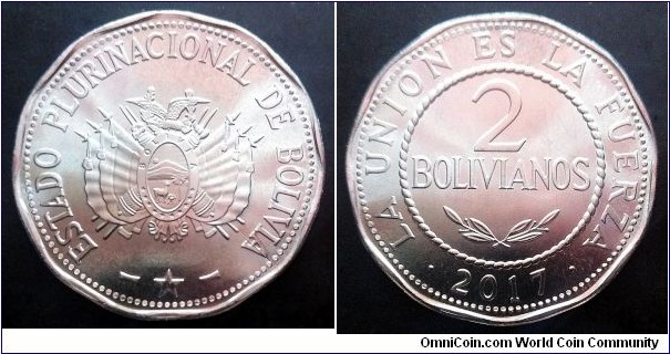 Bolivia 2 bolivianos. 2017