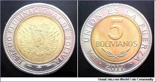 Bolivia 5 bolivianos. 2017