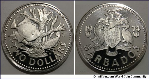 2 Dollars (Commonwealth - State of Barbados / Queen Elizabeth II // Copper-Nickel / Low Mintage: 36.000 pcs / PROOF) 