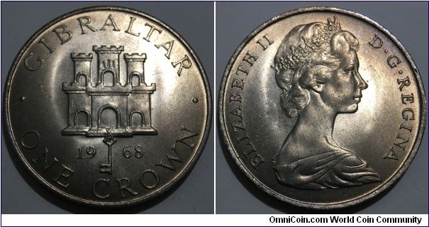 1 Crown (Gibraltar - British Overseas Territory / Queen Elizabeth II // Copper-Nickel / Low Mintage: 40.000 pcs) 