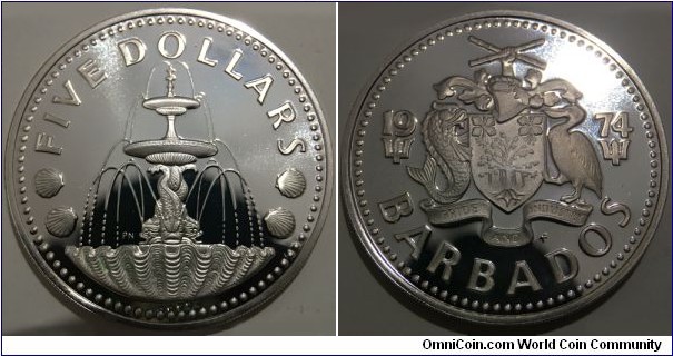 5 Dollars (Commonwealth - State of Barbados / Queen Elizabeth II // SILVER 0.800 / 31.1g / ⌀40mm / Low Mintage: 36.000 pcs / PROOF) 