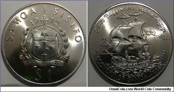 1 Tala (Western Samoa / Malietoa Tanumafili II / 250th Anniversary of Jacob Roggeveen's Discovery of Samoa // Copper-Nickel / Low Mintage: 35.000 pcs) 