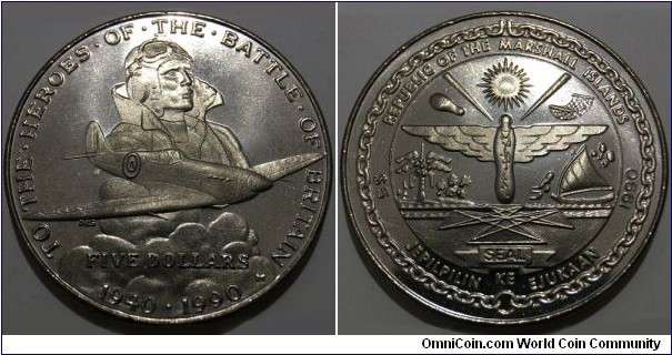 5 Dollars (Republic of the Marshall Islands / Commemorative issue - To the Heroes of the Battle of Britain // Copper-Nickel)