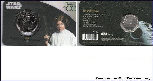 Pitcairn Islands 50p Princess Leia- Disney 100th Anniversary