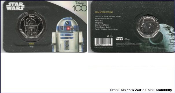 Pitcairn Islands 50p R2D2- Disney 100th Anniversary