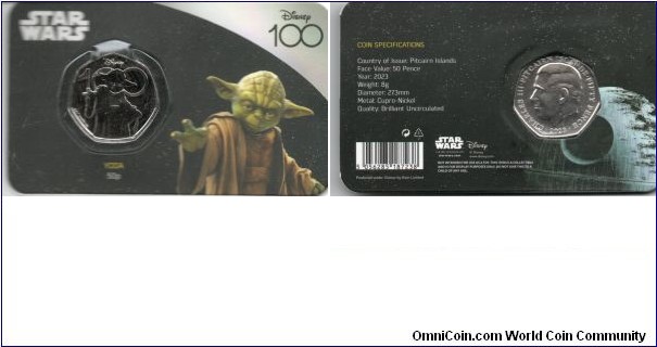 Pitcairn Islands 50p Yoda- Disney 100th Anniversary