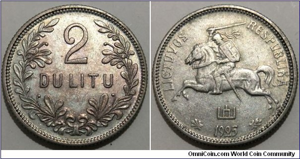 2 Litu (Republic of Lithuania // SILVER 0.500 / 5.4g / ⌀23mm)