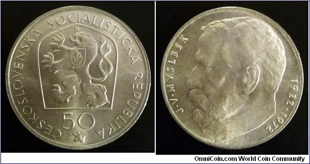 Czechoslovakia 50 korun. 1972, 50 Years - Death of Josef Václav Myslbek. Ag 700. Weight; 13g. Diameter; 31mm. Mintage: 45.000 pcs.