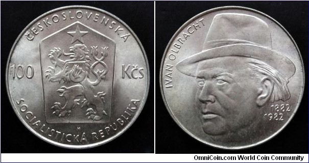 Czechoslovakia 100 korun. 1982, 100 Years - Birth of Ivan Olbracht. Ag 500. Weight; 9g. Diameter; 29mm. Mintage: 76.000 pcs.