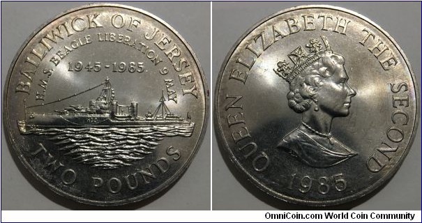 2 Pounds (Bailiwick of Jersey - British Crown Dependencies / Queen Elizabeth II / 40th Anniversary of the Liberation of Jersey // Copper-Nickel / Low Mintage: 20.000 pcs)