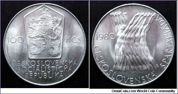Czechoslovakia 100 korun 1980, Spartakiade Games. Ag 500. Weight; 9g. Diameter; 29mm. Mintage: 110.000 pcs.