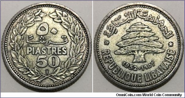 50 Piastres (Republic of Lebanon // SILVER 0.600 / 5g / ⌀24mm)