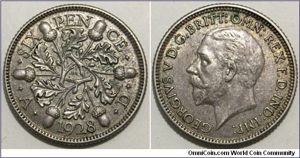 6 Pence (United Kingdom / King George V // SILVER 0.500 / 2.83g / ⌀19.3mm) 