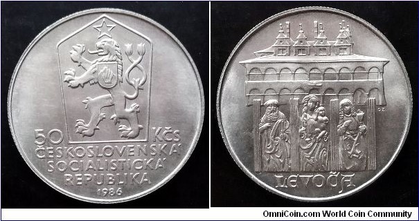 Czechoslovakia 50 korun. 1986, City of Levoča. Ag 500. Weight; 7g. Diameter; 27mm. Mintage: 68.500 pcs.