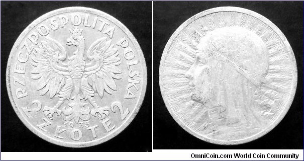 Poland 2 złote. 1933, Ag 750. Weight; 4,4g. Diameter; 22mm. Mintage: 9.250.000 pcs. Second piece in my collection.