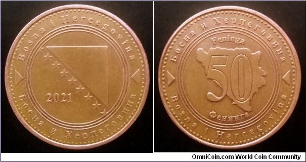 Bosnia and Herzegovina 50 feninga. 2021, Copper plated steel.