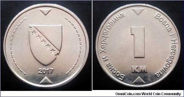 Bosnia and Herzegovina 1 konvertable marka. 2017, Nickel plated steel.