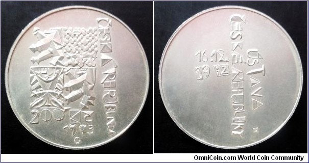 Czech Republic (Czechia) 200 korun. 1993, 1st Anniversary of Constitution. Ag 900. Weight; 13g. Diameter; 31mm. Mintage: 22.529 pcs.