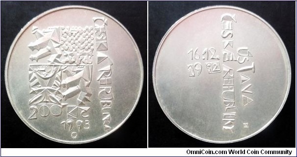 Czech Republic (Czechia) 200 korun. 1993, 1st Anniversary of Constitution. Ag 900. Weight; 13g. Diameter; 31mm. Mintage: 22.529 pcs.