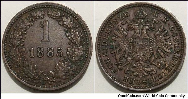 1 Kreuzer (Austro-Hungarian Empire / Archduchy of Austria / Emperor Franz Joseph I // Copper 3.3g)
