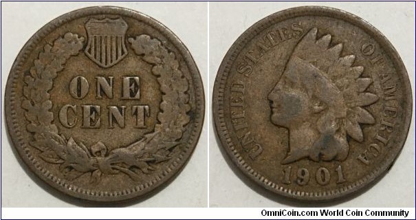 1 Cent (United States of America / Indian Head Cent // Bronze 3.11g)