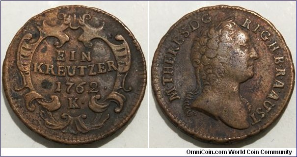 1 Kreutzer (Holy Roman Empire / Archduchy of Austria / Empress Maria Theresa // Copper 10.04g)